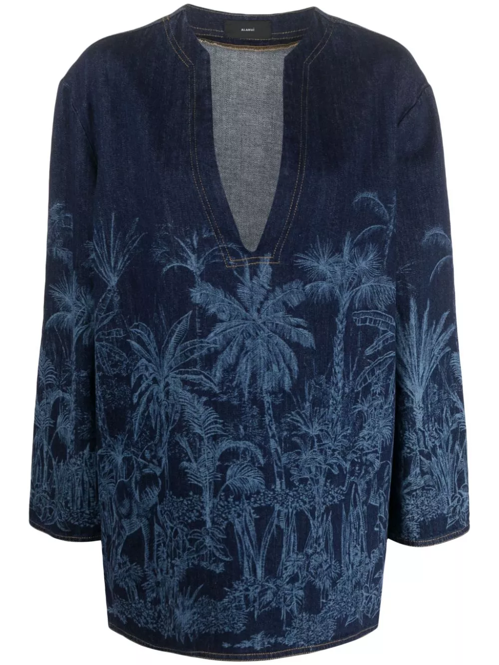 Cheap Alanui Jungle Toile de Jouy denim tunic Women 0119