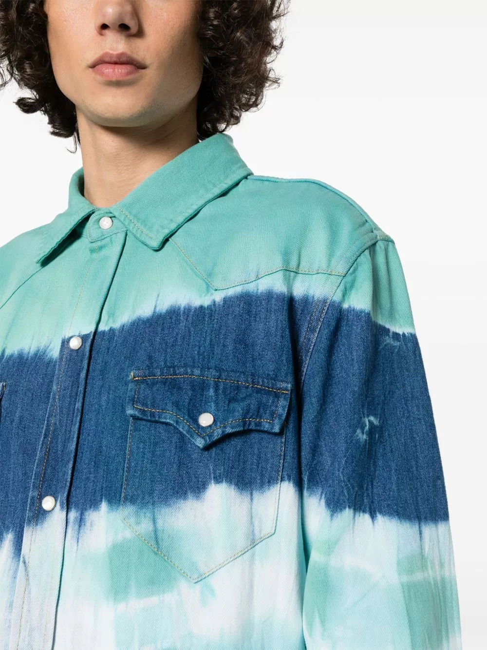 Cheap Alanui tie-dye print cotton shirt Men 0113