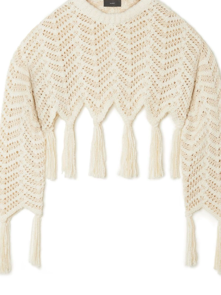 Cheap Alanui jumper Women fringed chevron cropped knit 0228