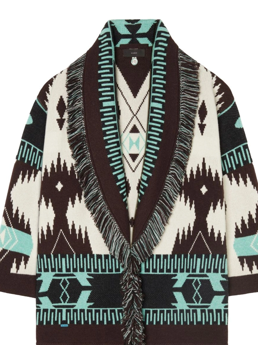 Cheap Women Alanui fringed cardigan Icon Jacquard 0219